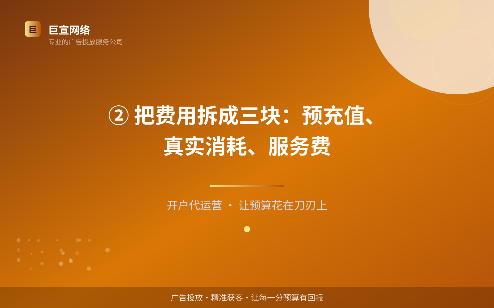 ② 把费用拆成三块:预充值、真实消耗、服务费(费用与预算参考) ② 把费用拆成三块:预充值、真实消耗、服务费(费用与预算参考)