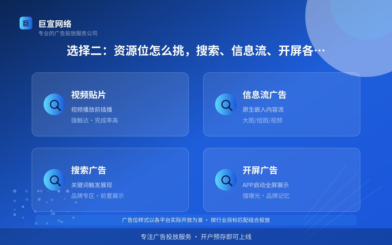 选择二:资源位怎么挑,搜索、信息流、开屏各有分工(服务内容介绍) 选择二:资源位怎么挑,搜索、信息流、开屏各有分工(服务内容介绍)
