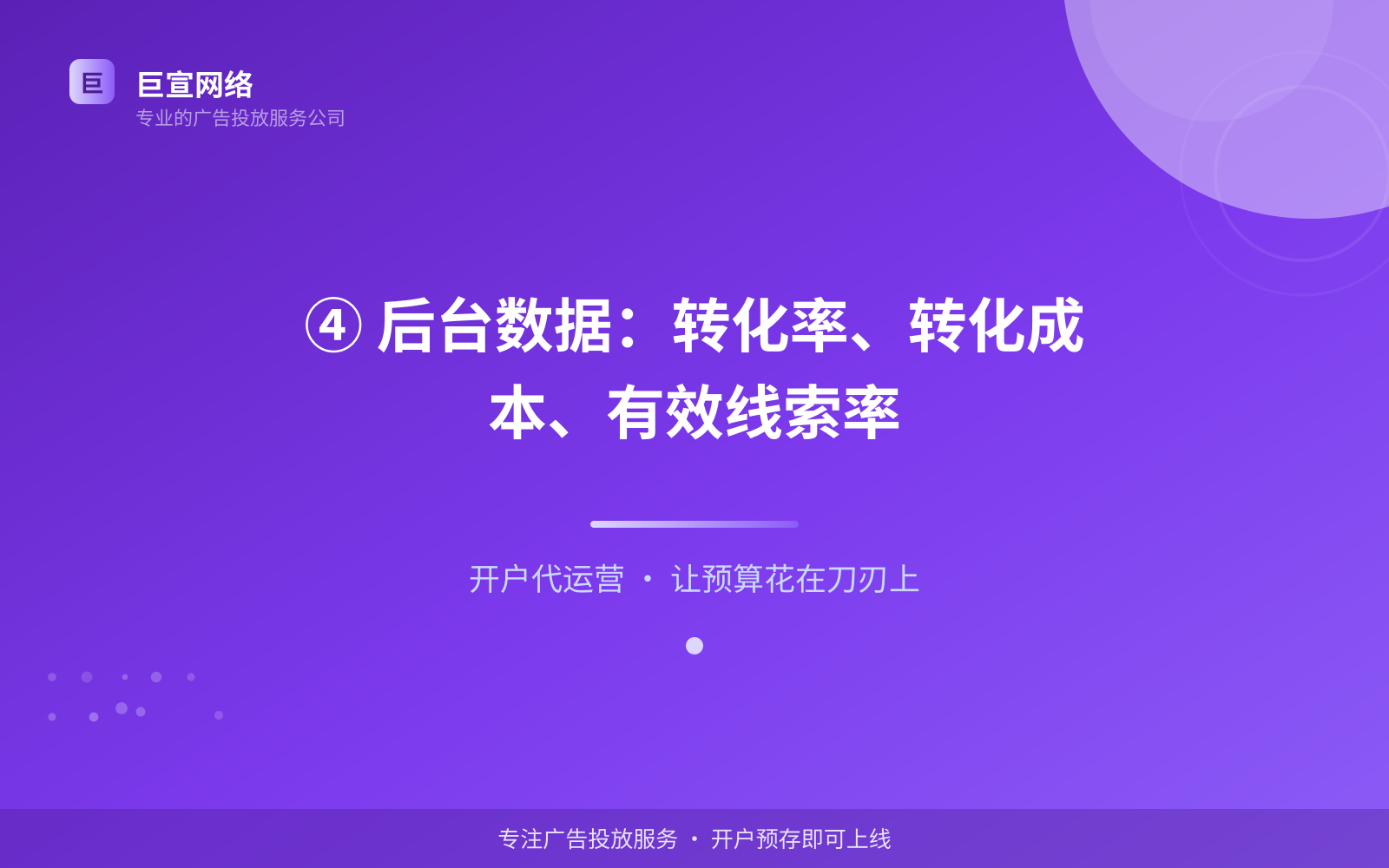 ④ 后台数据:转化率、转化成本、有效线索率(开户流程图解) ④ 后台数据:转化率、转化成本、有效线索率(开户流程图解)