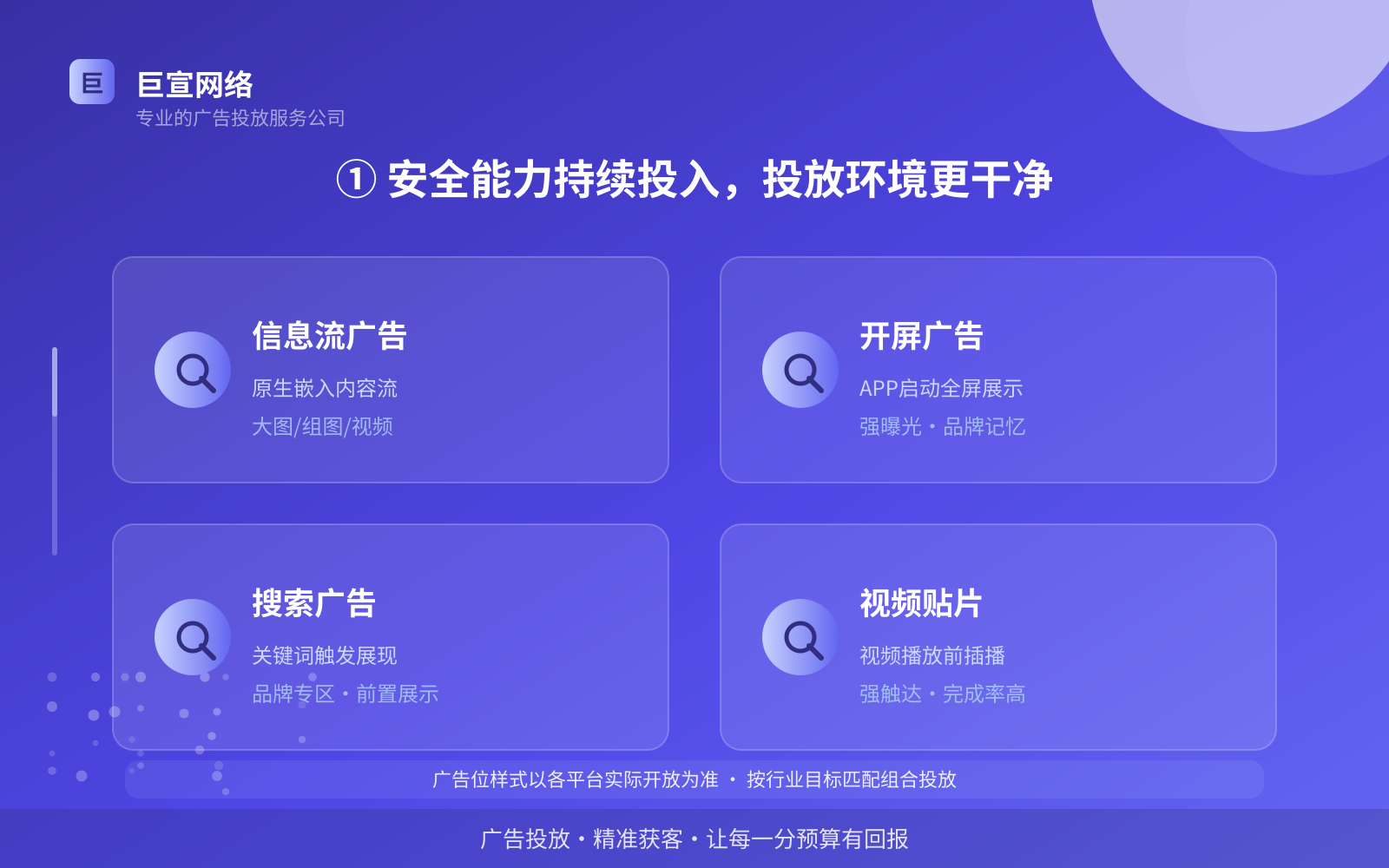 ① 安全能力持续投入，投放环境更干净（费用与预算参考）