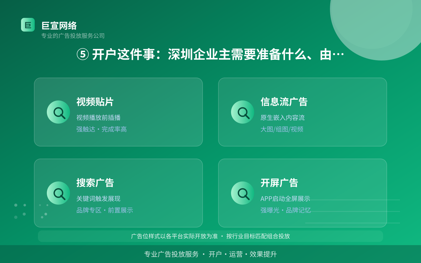 ⑤ 开户这件事：深圳企业主需要准备什么、由谁办（投放方式对比）