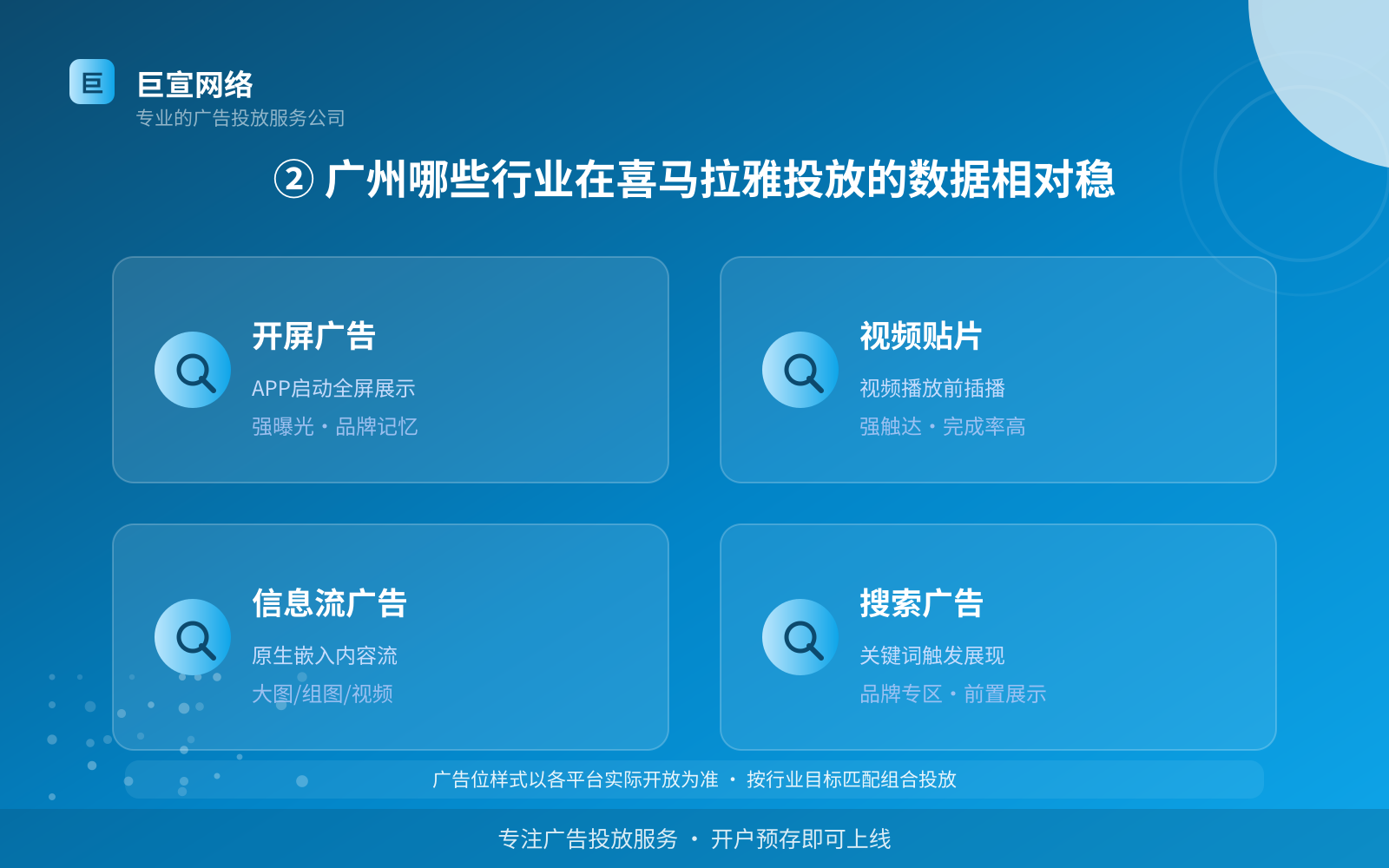 ② 广州哪些行业在喜马拉雅投放的数据相对稳(服务内容介绍) ② 广州哪些行业在喜马拉雅投放的数据相对稳(服务内容介绍)