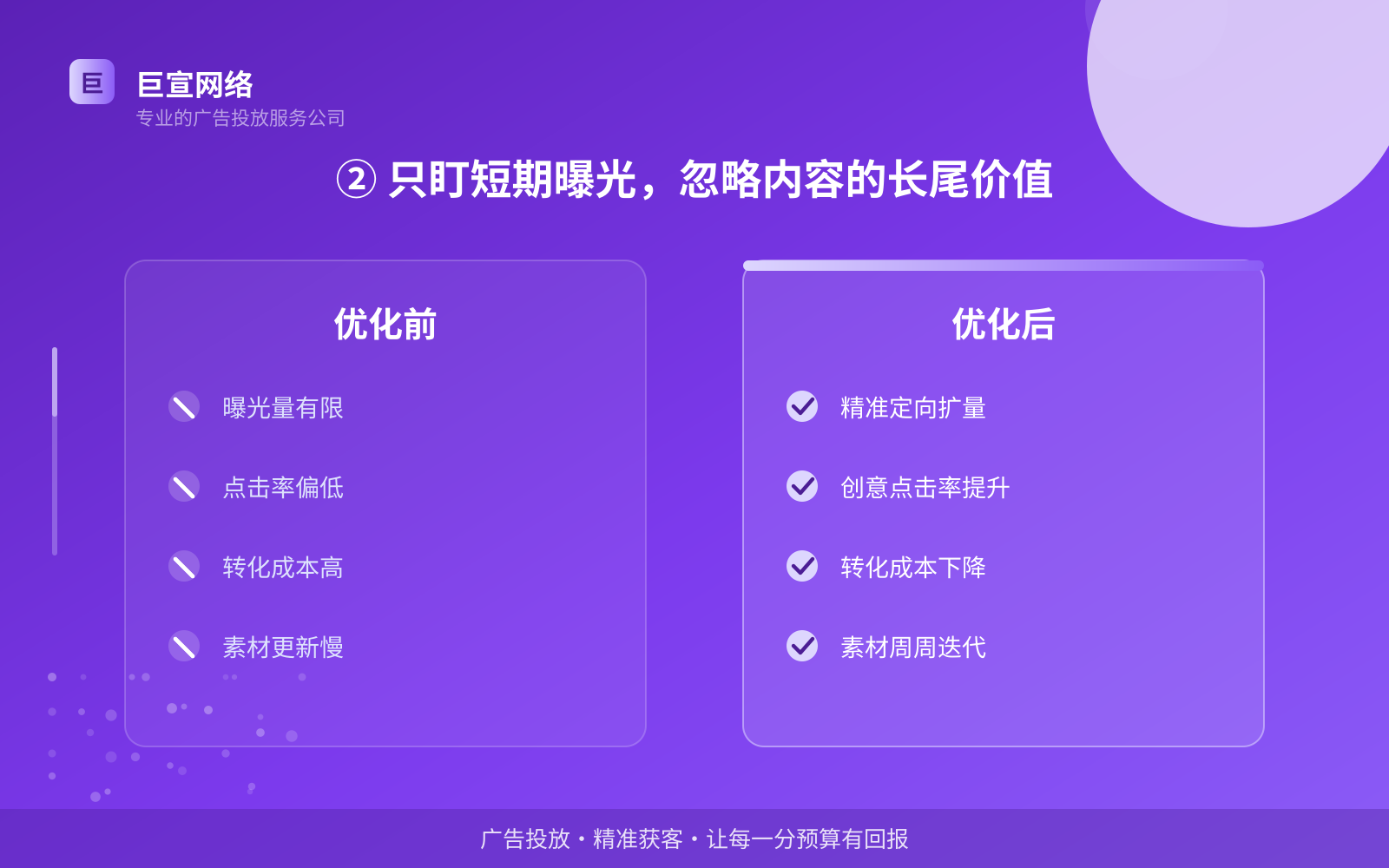 ② 只盯短期曝光，忽略内容的长尾价值（服务内容介绍）